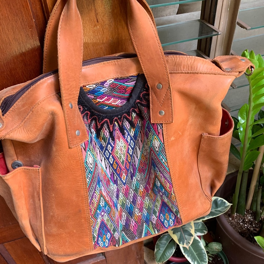 nena and co all leather with huipil center